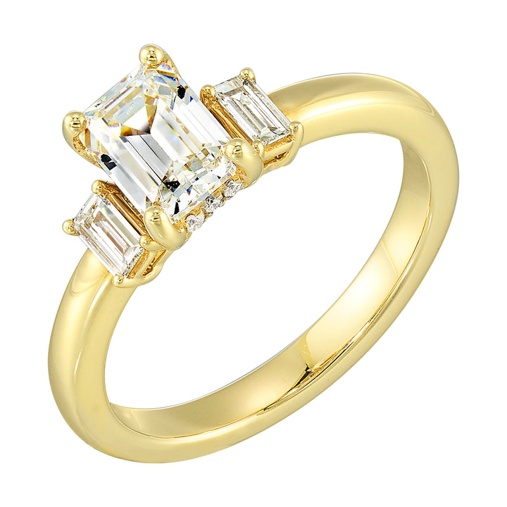 14Kt Yellow Semi Mount 1/5Ctw For 1 1/2Ctw Emerald Cut Center