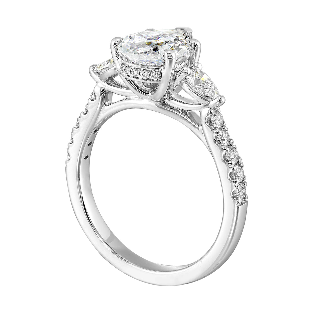 14Kt White Semi Mount 1/2Ctw For 2Ctw Pear Center