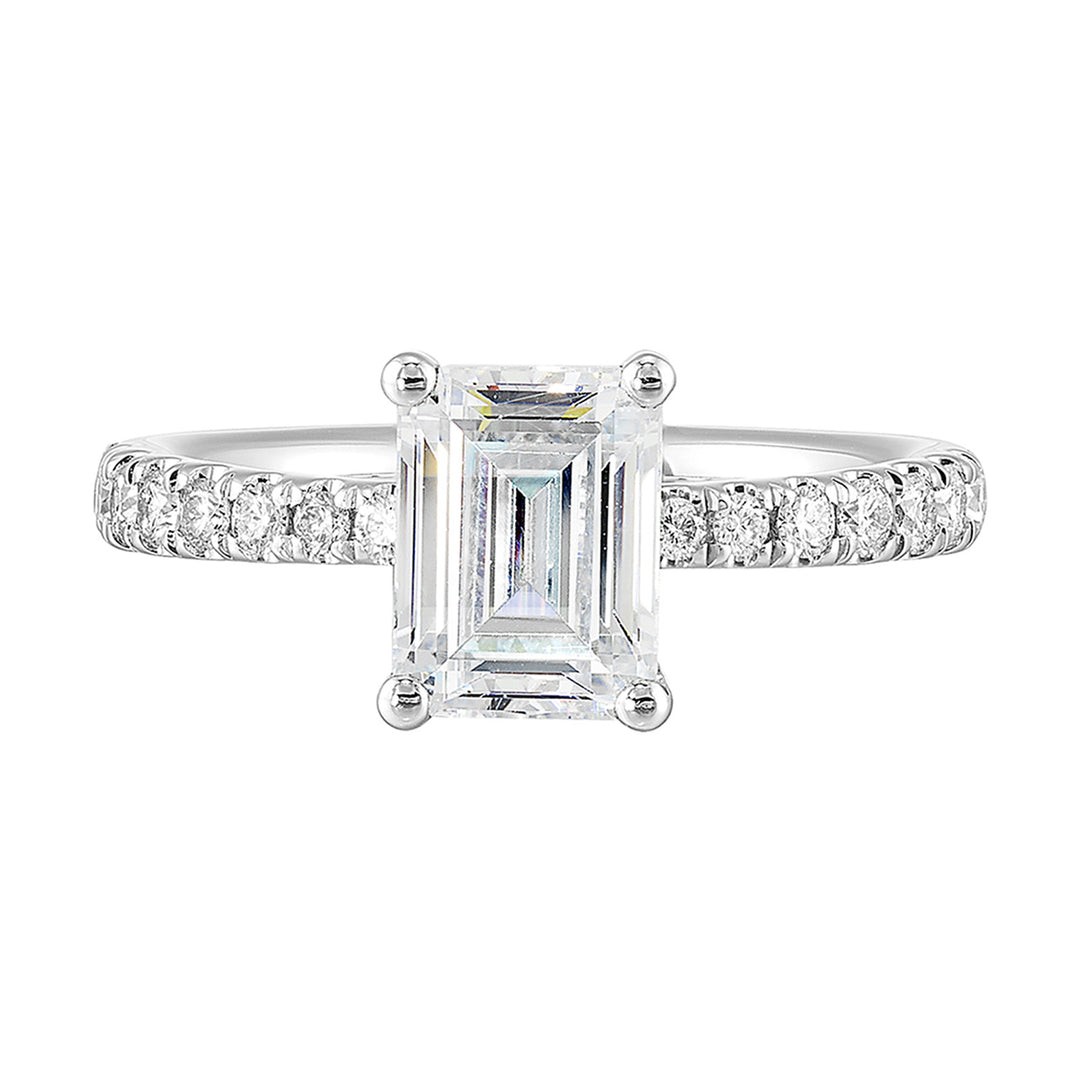 14Kt White Semi Mount 1/4Ctw For 1 1/2Ctw Emerald Cut Center