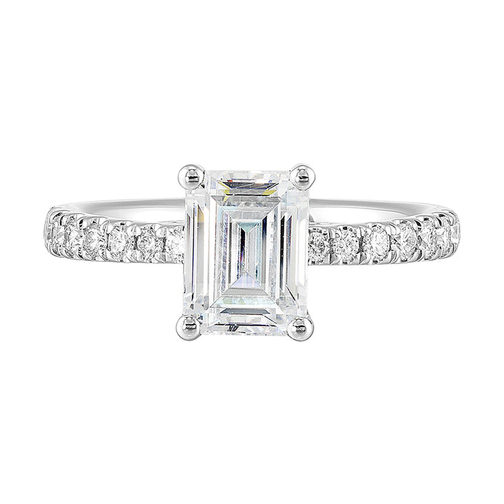 14Kt White Semi Mount 1/4Ctw For 1 1/2Ctw Emerald Cut Center