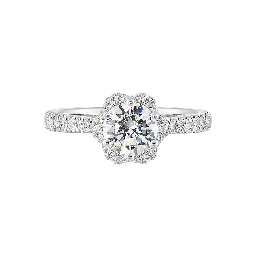 14Kt White Semi Mount 1/3Ctw For 1Ctw Round Center