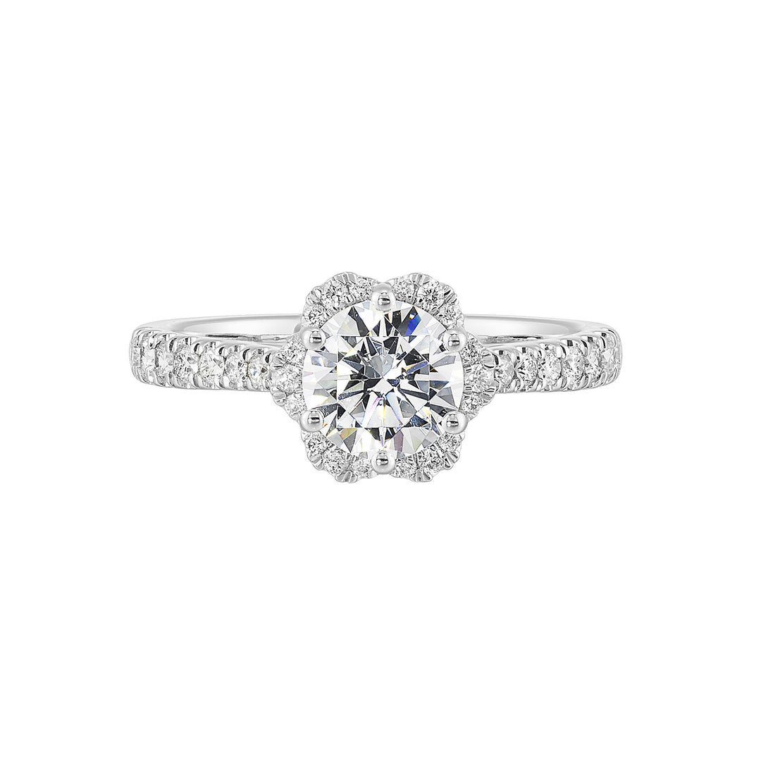 14Kt White Semi Mount 1/3Ctw For 1Ctw Round Center