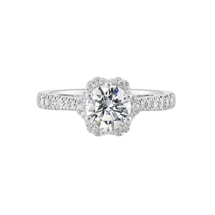 14Kt White Semi Mount 1/3Ctw For 1Ctw Round Center