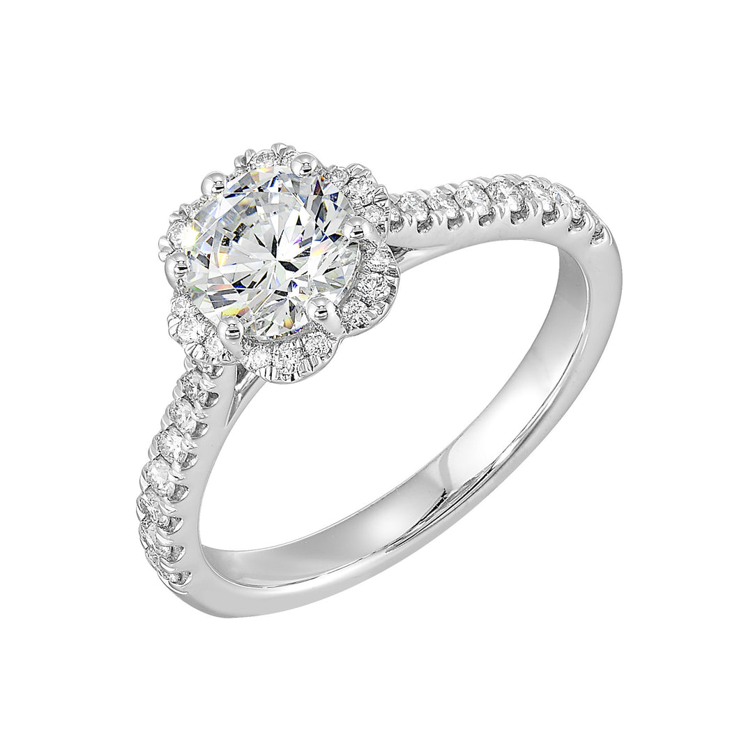 14Kt White Semi Mount 1/3Ctw For 1Ctw Round Center