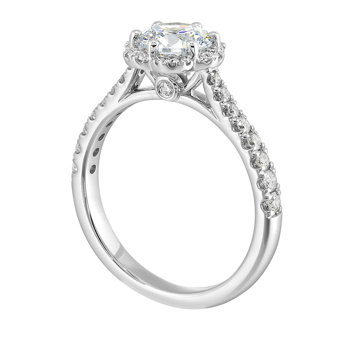 14Kt White Semi Mount 1/3Ctw For 1Ctw Round Center
