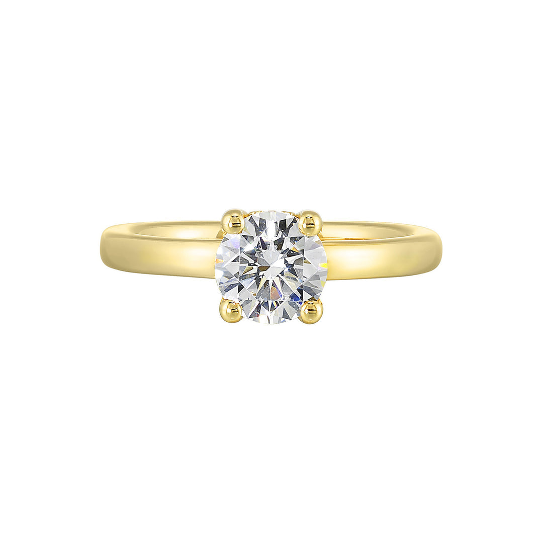 14Kt Yellow Semi Mount 1/10Ctw For 1Ctw Round Center
