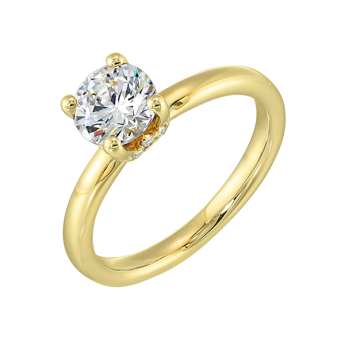 14Kt Yellow Semi Mount 1/10Ctw For 1Ctw Round Center