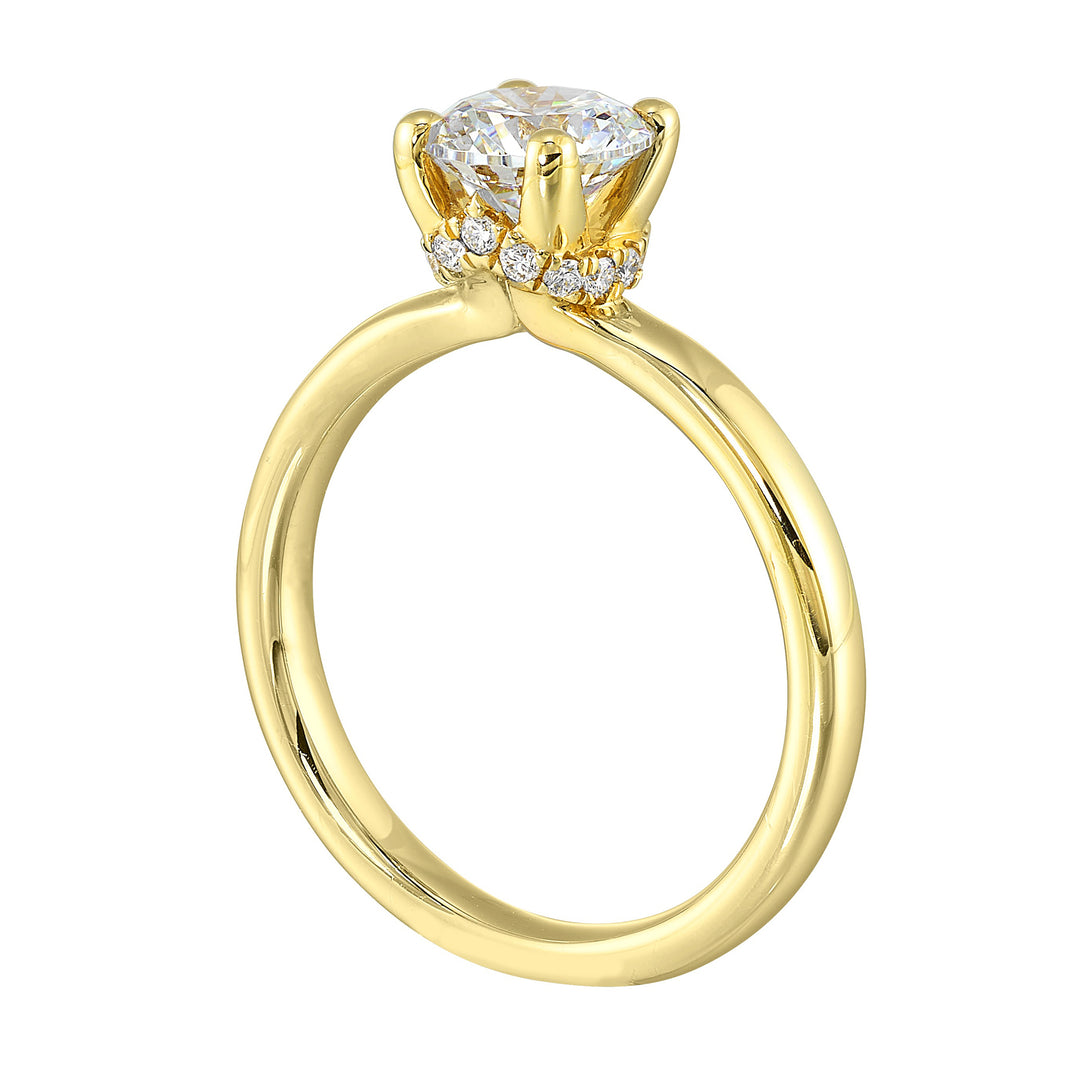 14Kt Yellow Semi Mount 1/10Ctw For 1Ctw Round Center