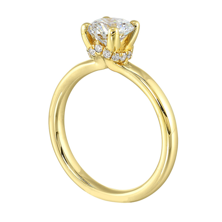 14Kt Yellow Semi Mount 1/10Ctw For 1Ctw Round Center