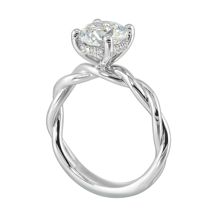 14Kt White Semi Mount 1/20Ctw For 1 1/2Ctw Round Center
