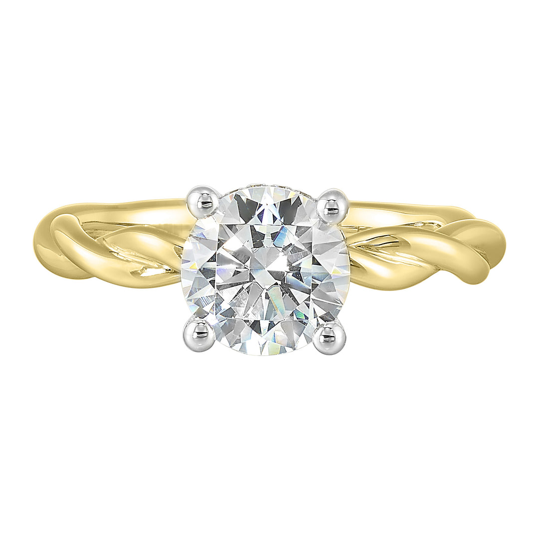 14Kt White Yellow Semi Mount 1/20Ctw For 1 1/2Ct Round Center