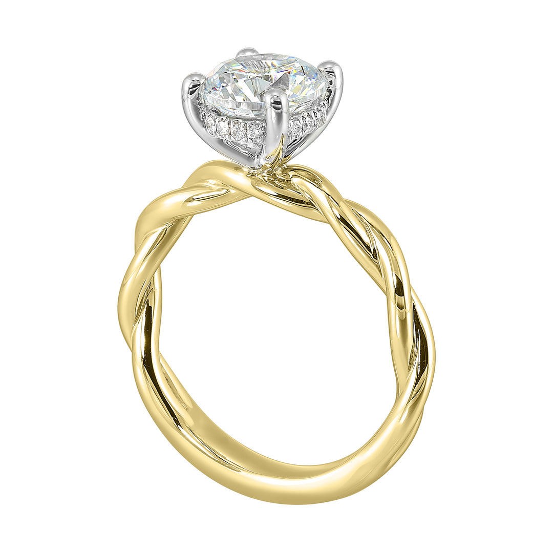 14Kt White Yellow Semi Mount 1/20Ctw For 1 1/2Ct Round Center