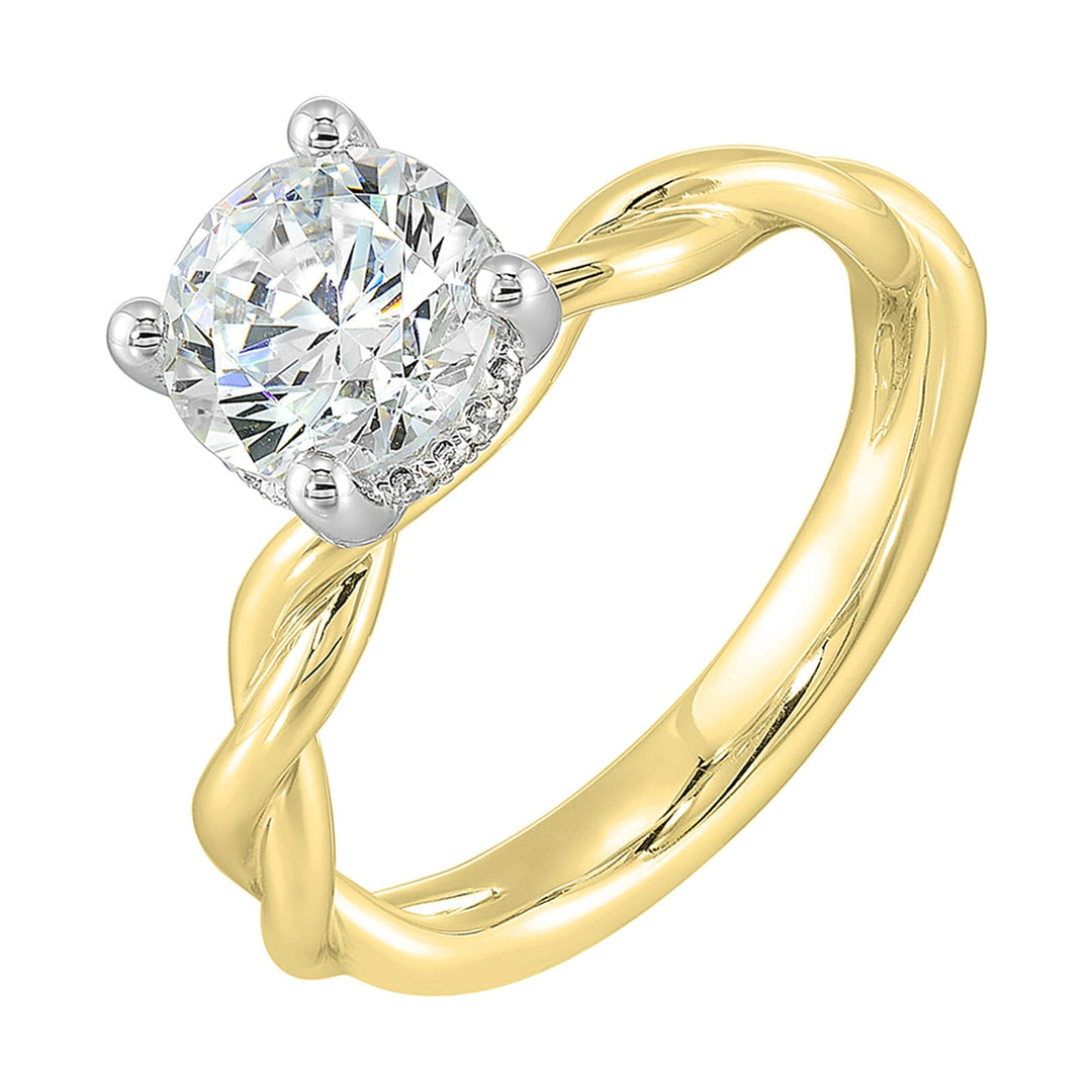 14Kt White Yellow Semi Mount 1/20Ctw For 2Ct Round Center