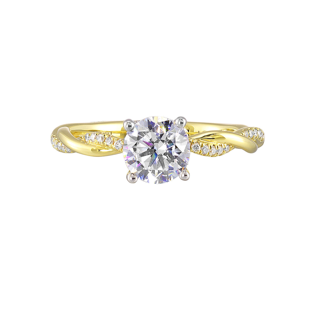14Kt White Yellow Semi Mount 1/8Ctw For 1Ct Round Center