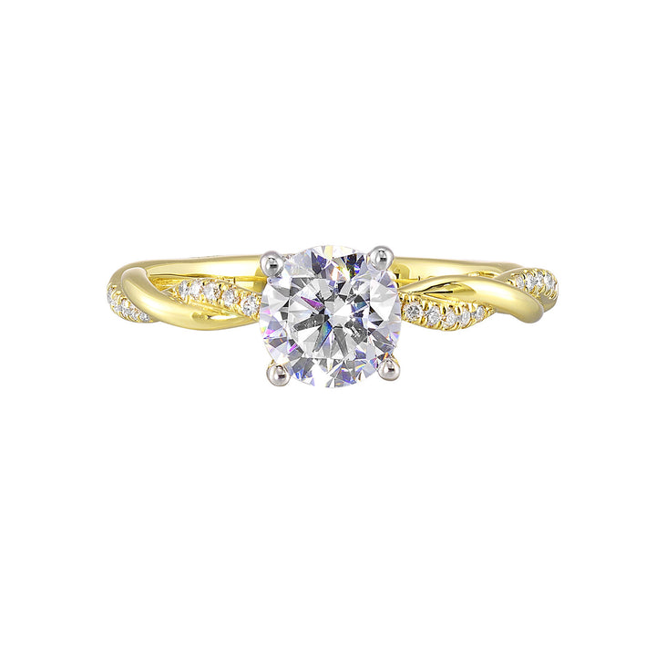 14Kt White Yellow Semi Mount 1/8Ctw For 1Ct Round Center