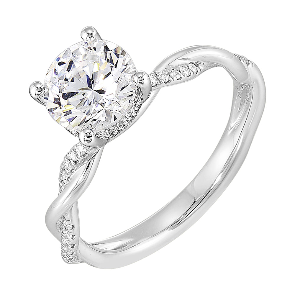 14Kt White Semi Mount 1/10Ctw For 1 1/2Ctw Round Center