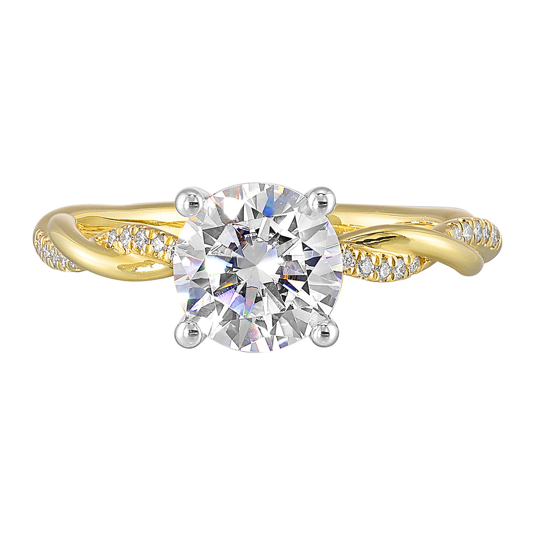 14Kt White Yellow Semi Mount 1/7Ctw For 2Ct Round Center