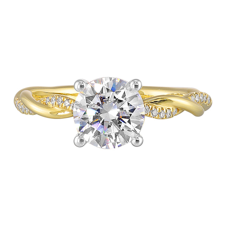 14Kt White Yellow Semi Mount 1/7Ctw For 2Ct Round Center