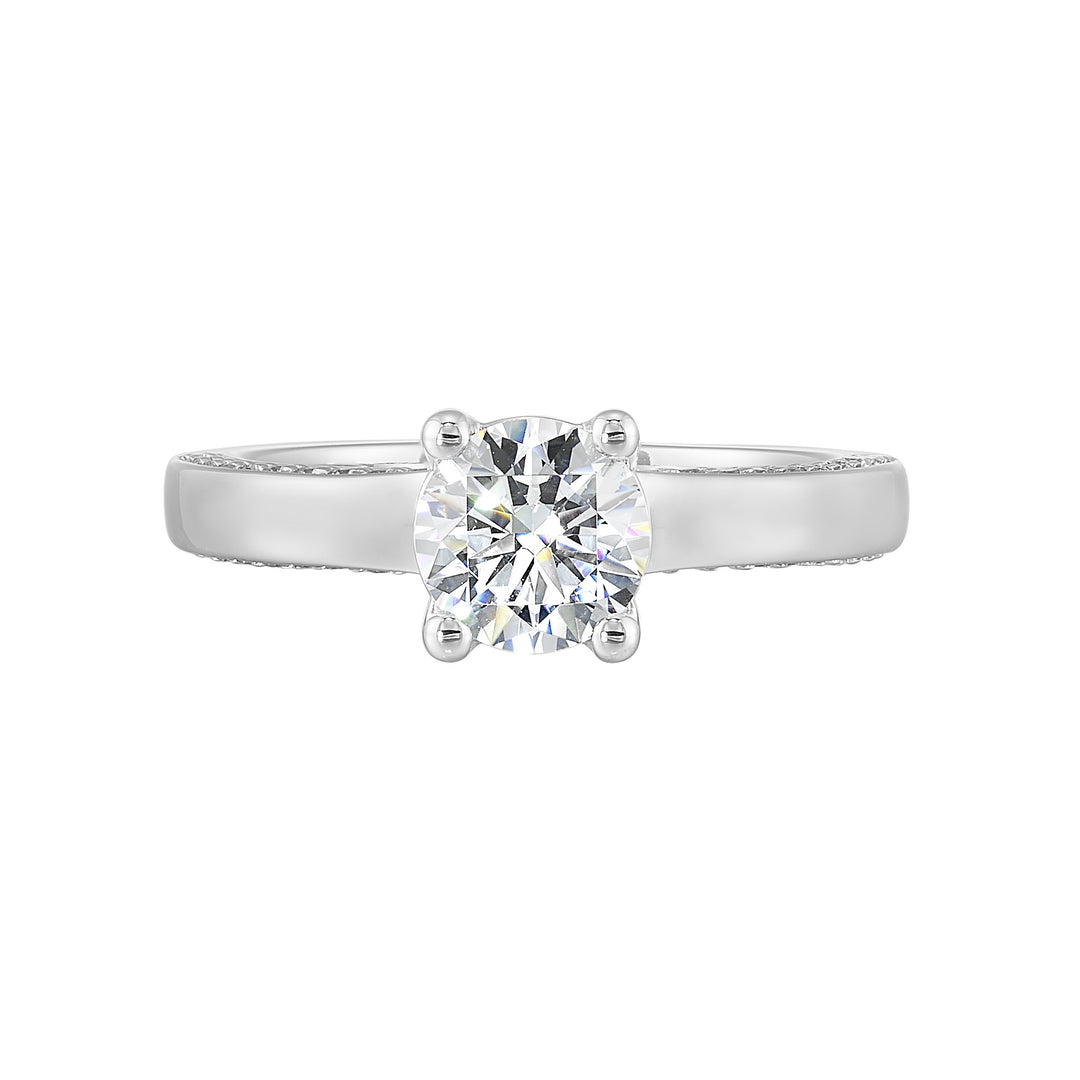 14Kt White Semi Mount 1/4Ctw For 1Ct Round Center