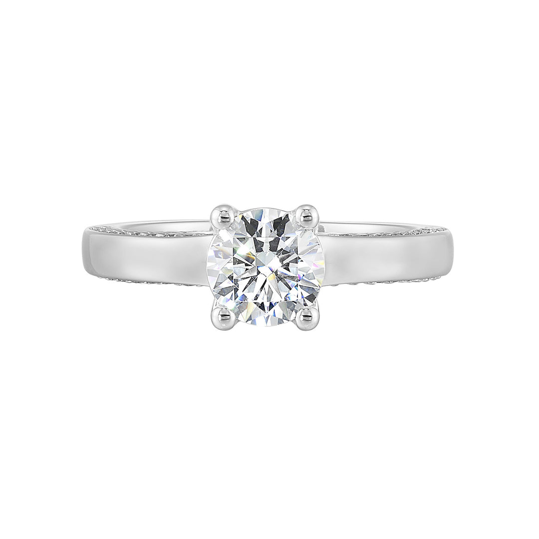 14Kt White Semi Mount 1/4Ctw For 1Ct Round Center