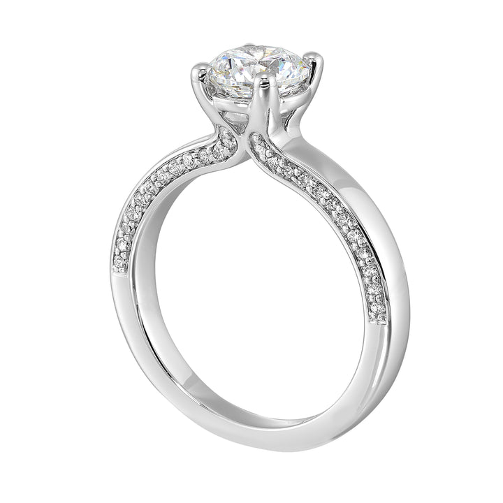 14Kt White Semi Mount 1/4Ctw For 1Ct Round Center