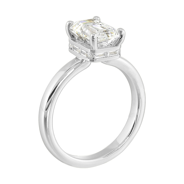 14Kt White Semi Mount 1/4Ctw For 2Ctw Emerald Cut Center