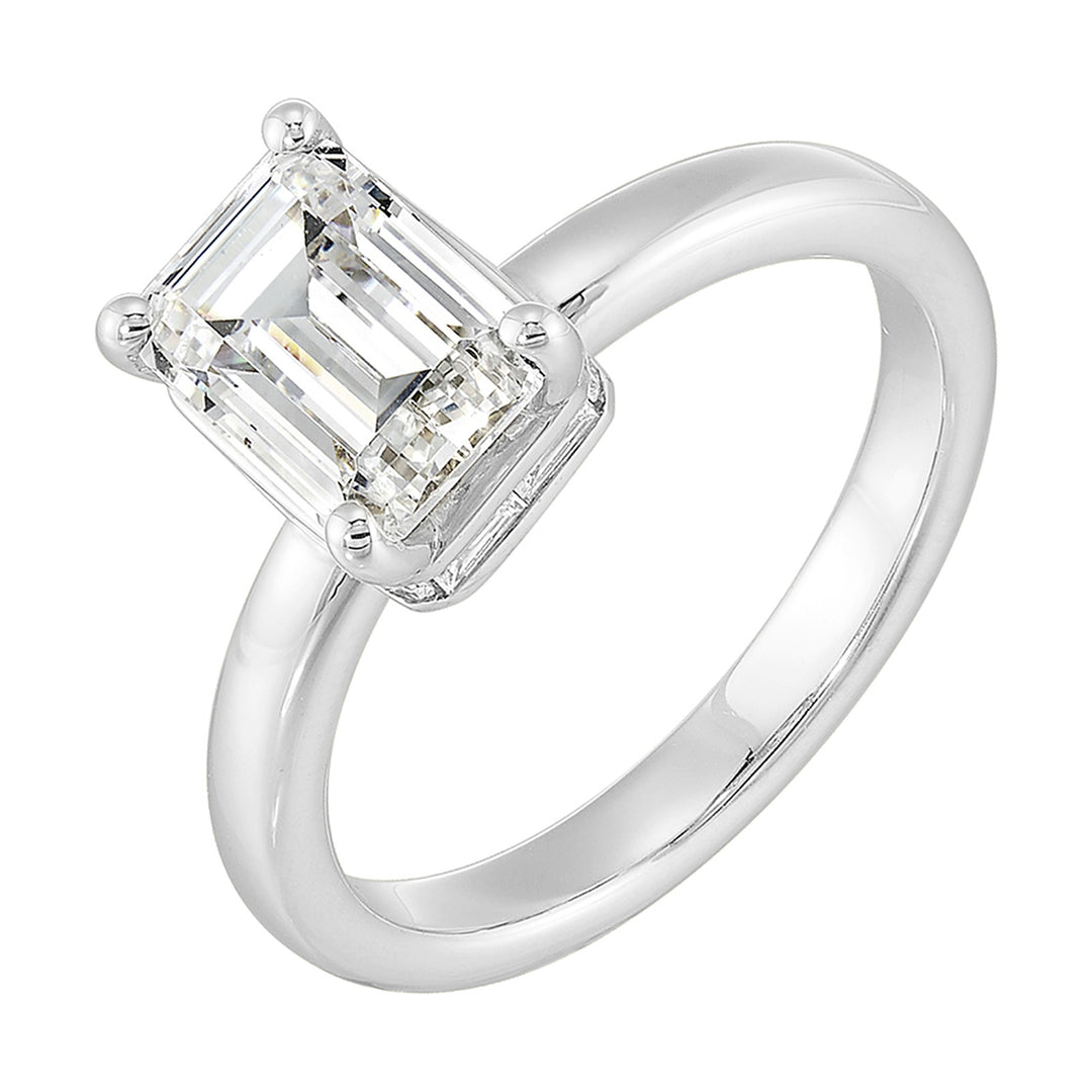 14Kt White Semi Mount 1/4Ctw For 2Ctw Emerald Cut Center