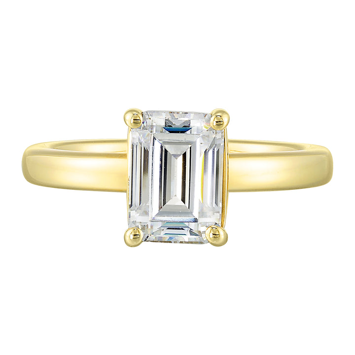 14Kt Yellow Semi Mount 1/4Ctw For 2Ctw Emerald Cut Center
