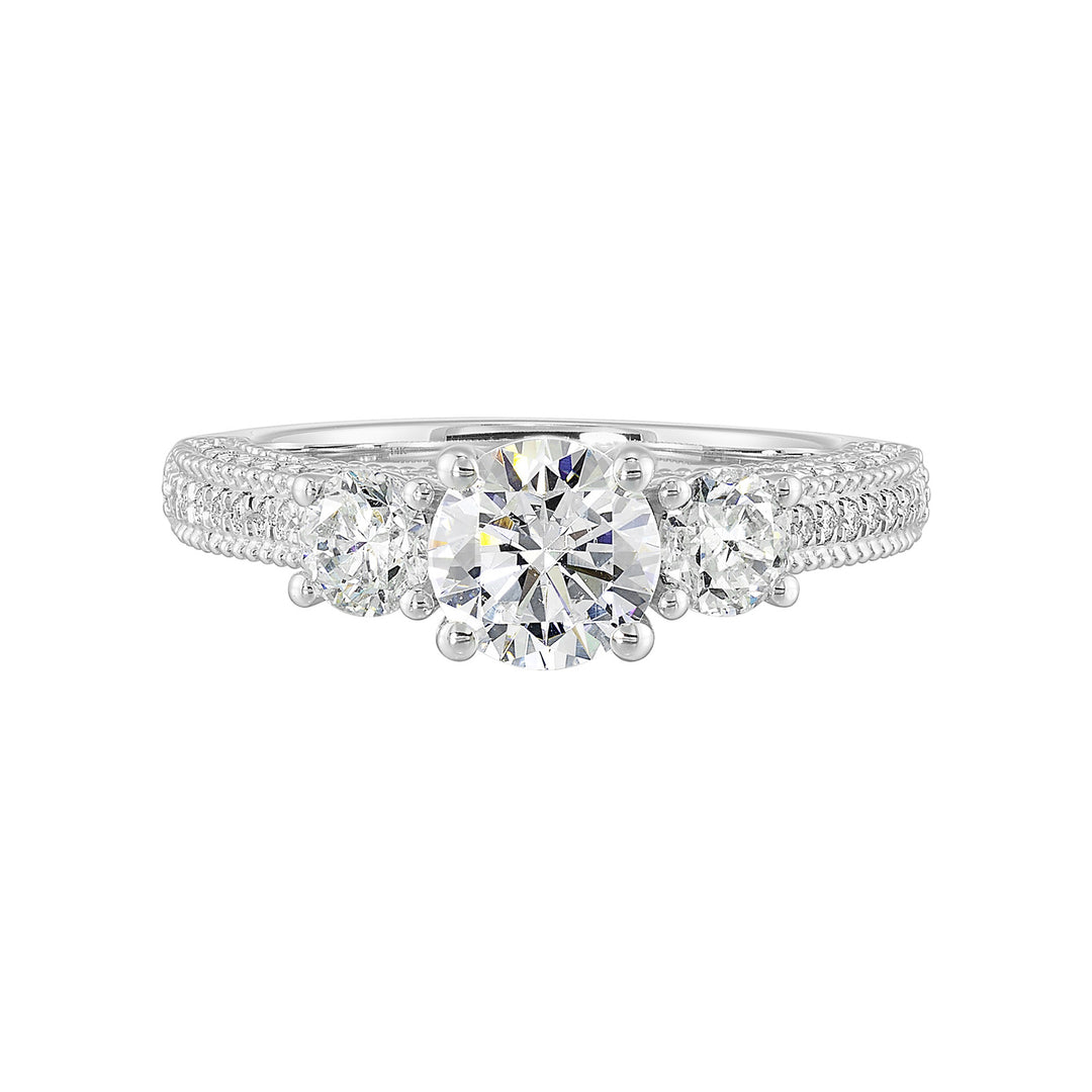 14Kt White Semi Mount 1Ctw For 1Ctw Round Center