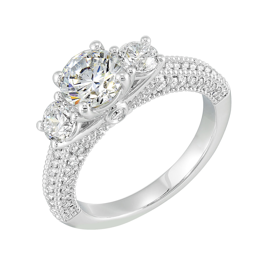 14Kt White Semi Mount 1Ctw For 1Ctw Round Center
