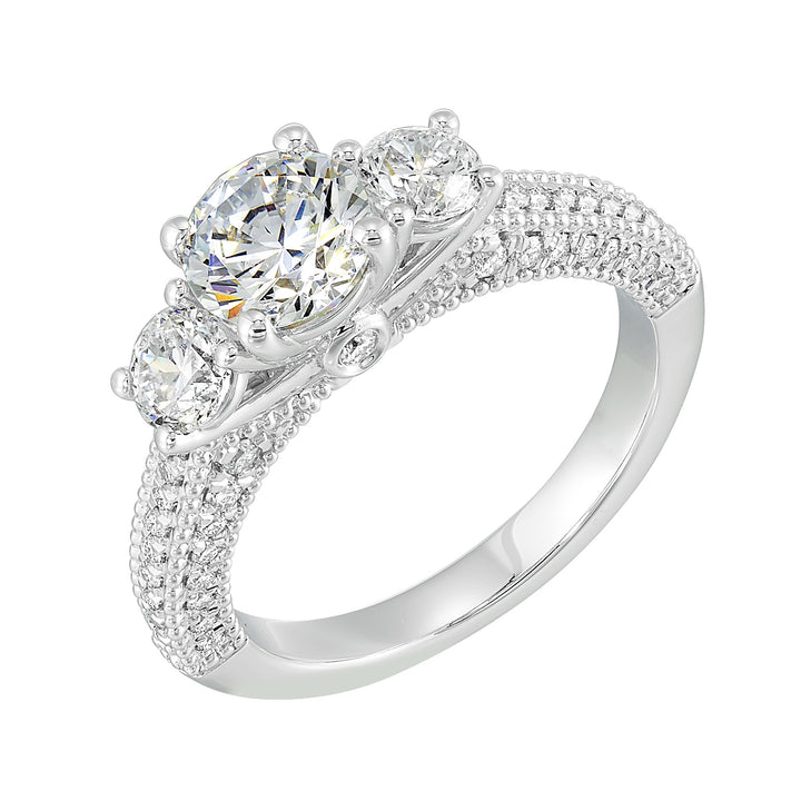 14Kt White Semi Mount 1Ctw For 1Ctw Round Center