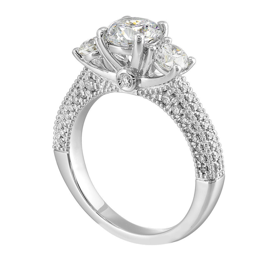 14Kt White Semi Mount 1Ctw For 1Ctw Round Center