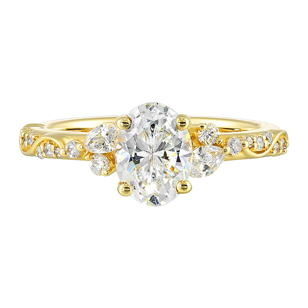 14Kt Yellow Semi Mount 1/3Ctw For 2Ct Oval Center