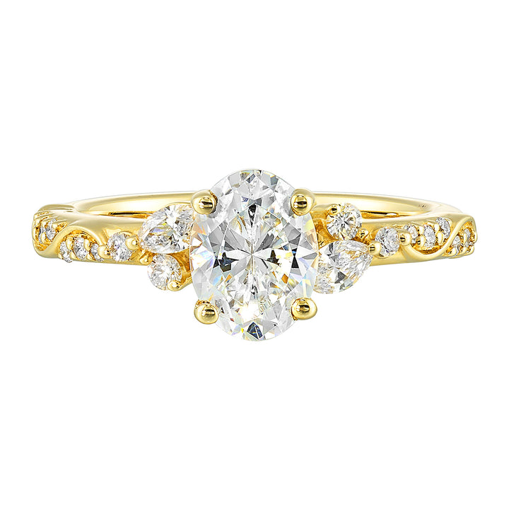 14Kt Yellow Semi Mount 1/3Ctw For 2Ct Oval Center