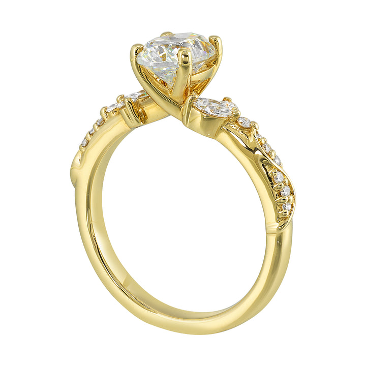 14Kt Yellow Semi Mount 1/3Ctw For 2Ct Oval Center