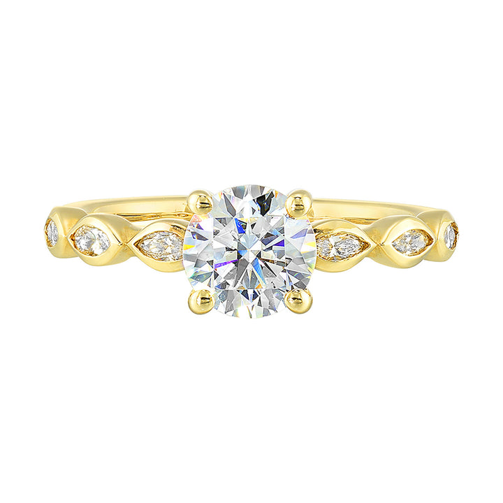 14Kt Yellow Semi Mount 1/4Ctw For 1Ctw Round Center