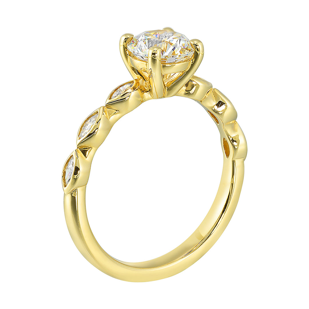 14Kt Yellow Semi Mount 1/4Ctw For 1Ctw Round Center