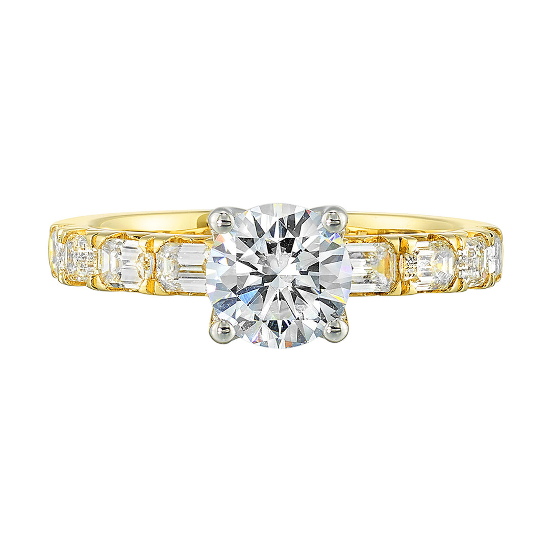 14Kt Yellow Semi Mount 5/6Ctw For 1Ctw Round Center