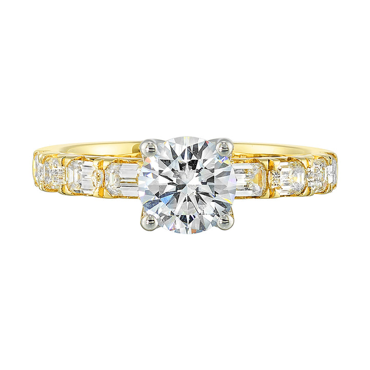 14Kt Yellow Semi Mount 5/6Ctw For 1Ctw Round Center