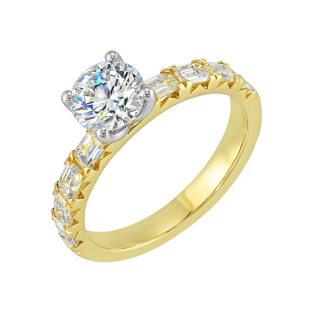 14Kt Yellow Semi Mount 5/6Ctw For 1Ctw Round Center