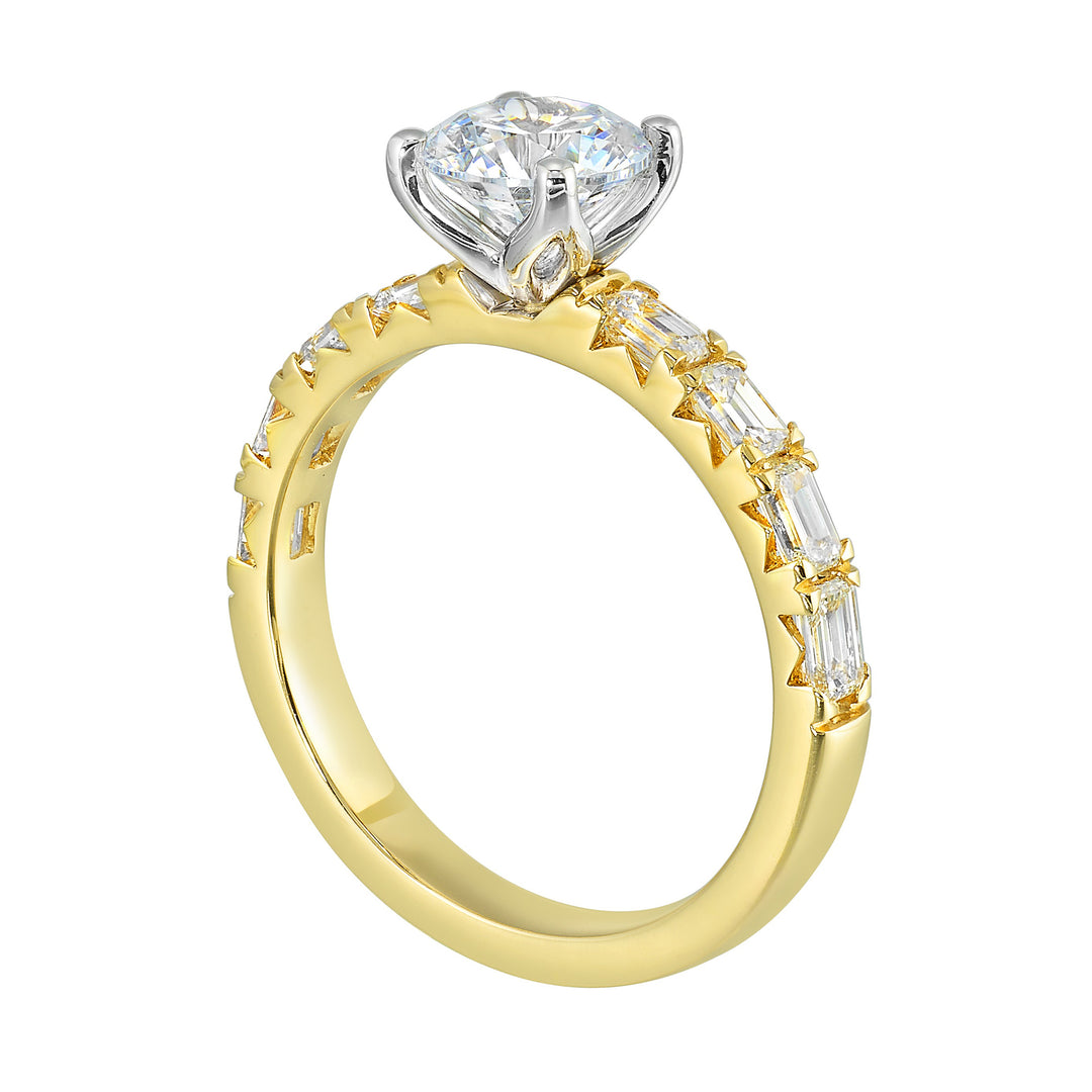 14Kt Yellow Semi Mount 5/6Ctw For 1Ctw Round Center