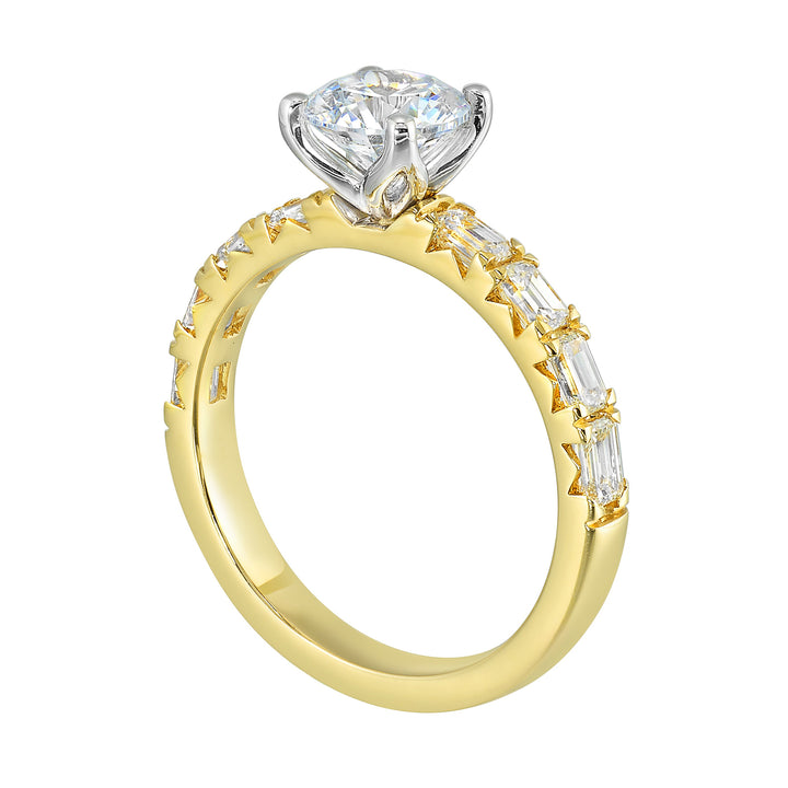 14Kt Yellow Semi Mount 5/6Ctw For 1Ctw Round Center