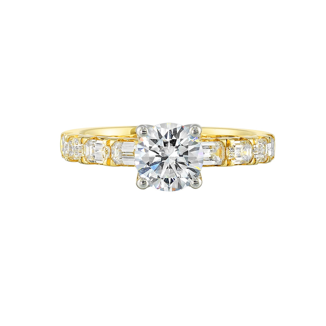14Kt Yellow Semi Mount 5/6Ctw For 2Ct Round Center