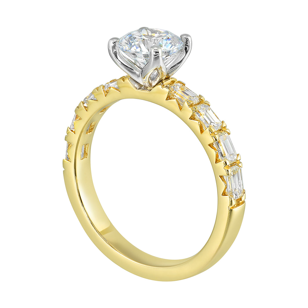 14Kt Yellow Semi Mount 5/6Ctw For 2Ct Round Center