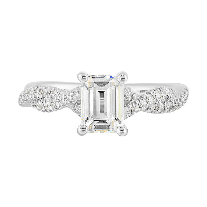 14Kt White Semi Mount 1/3Ctw For 1 1/2Ct Emerald Cut Center