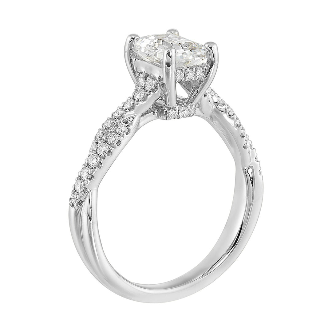 14Kt White Semi Mount 1/3Ctw For 1 1/2Ct Emerald Cut Center