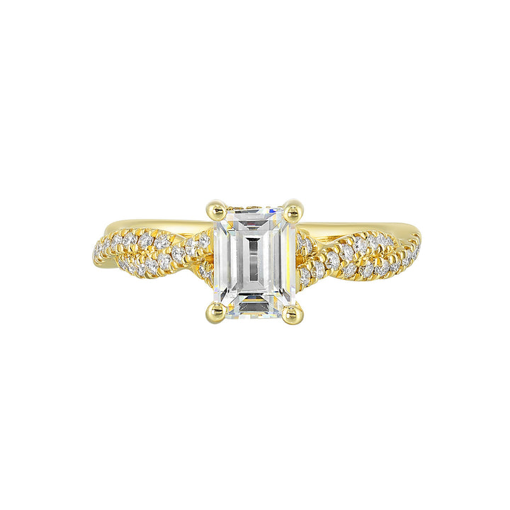 14Kt Yellow Semi Mount 1/3Ctw For 1 1/2Ctw Emerald Cut Center