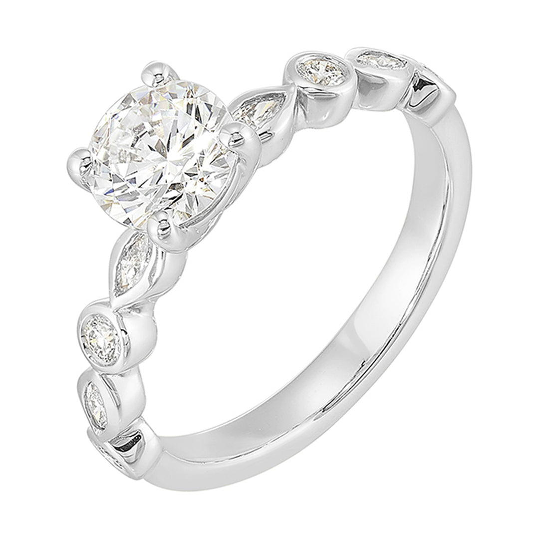 14Kt White Semi Mount 1/4Ctw For 1Ctw Round Center