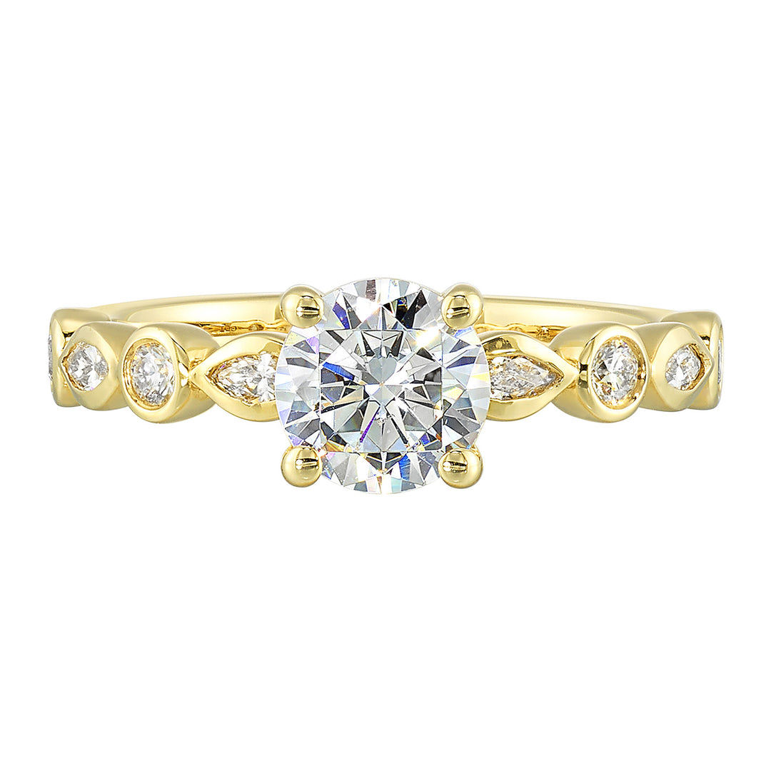 14Kt Yellow Semi Mount 1/4Ctw For 1Ct Round Center