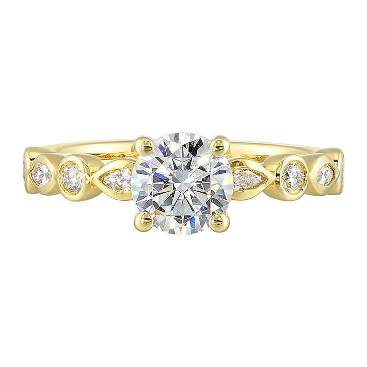 14Kt Yellow Semi Mount 1/4Ctw For 1Ct Round Center